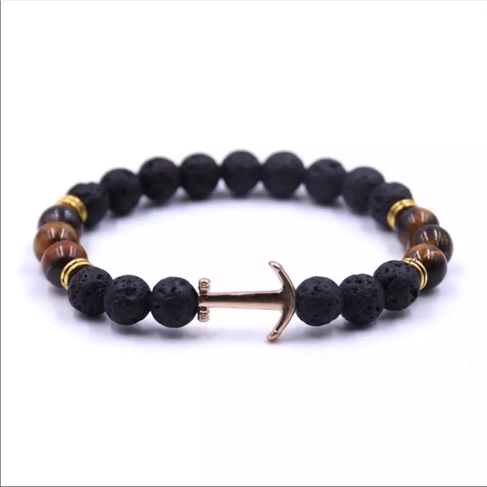 NWOT Lava stone anchor bead bracelet